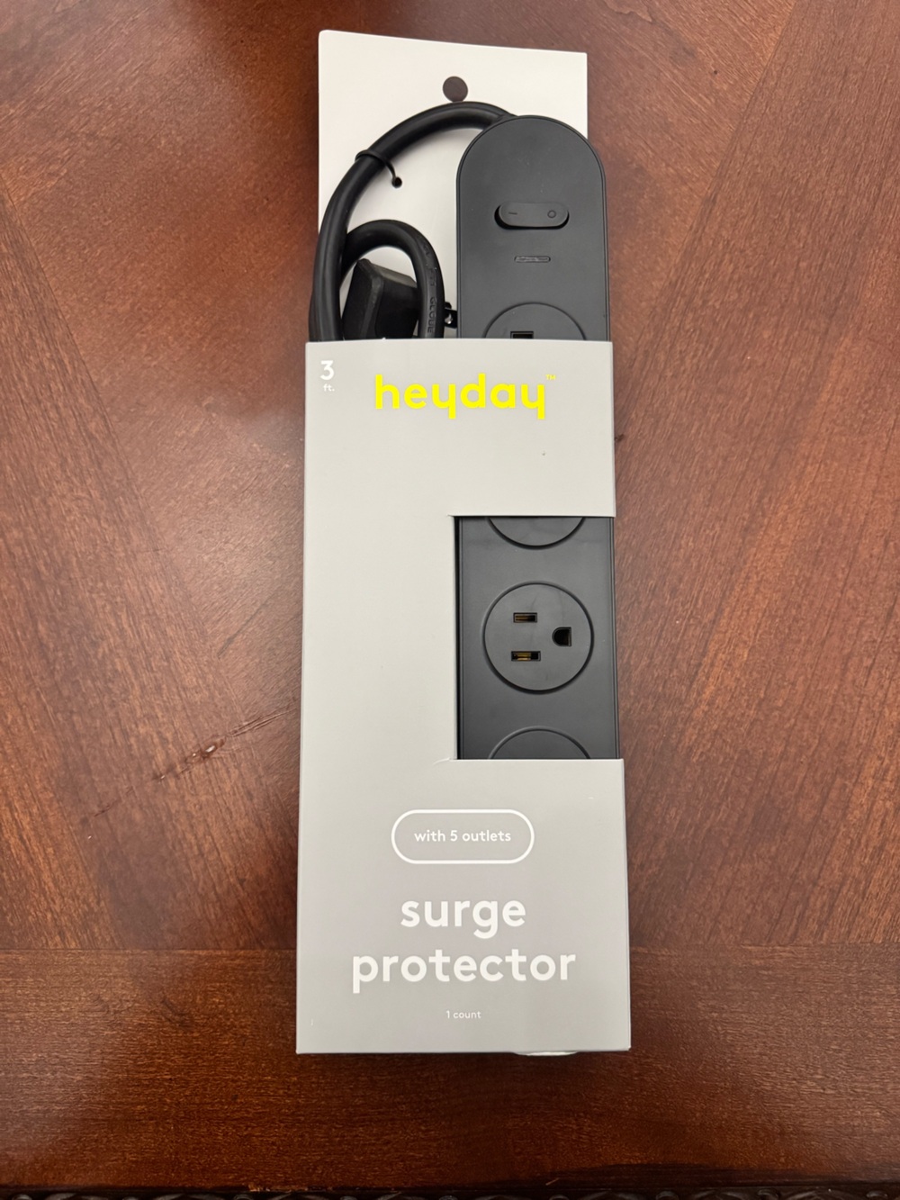 heyday 3ft Black Surge Protector with 5 Outlets